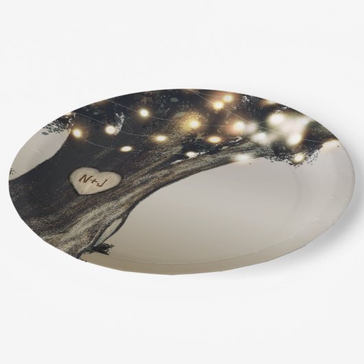 Landelijke landelijke boom- en licht moderne schuu papieren bordje (Gekanteld)