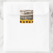 Landelijke landelijke bruiloft | Zonnebloem slinge Vierkante Sticker (Tas)
