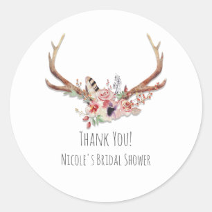 Landelijke Landelijke Glam Bloemen & Geweien Boho  Ronde Sticker