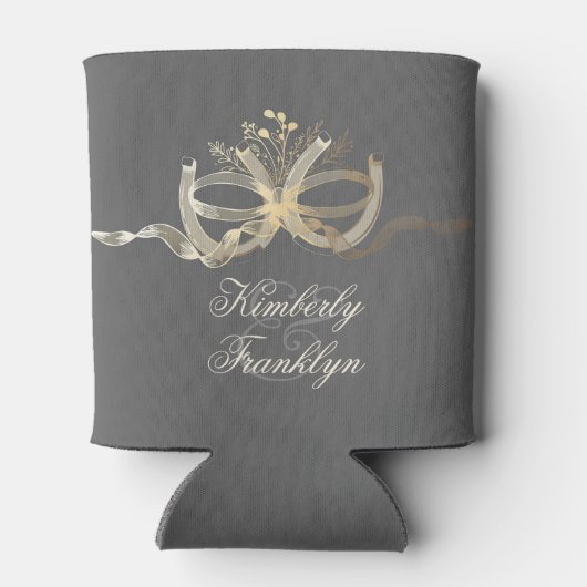 Landelijke landelijke hoefijzers bruiloft blikjeskoeler (Achterkant)