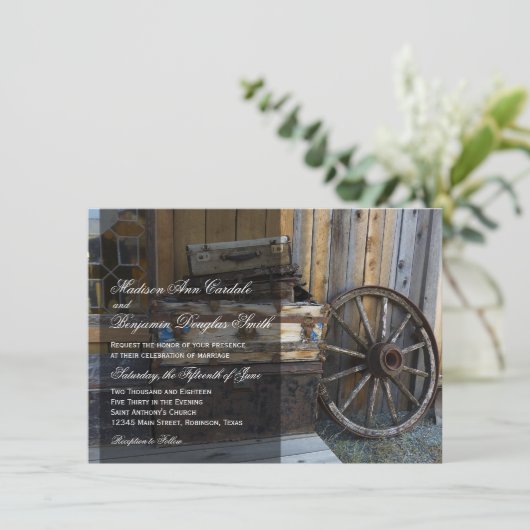 Landelijke landelijke huwelijksuitnodigingen met w kaart (Staand voorkant)