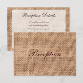 Landelijke landelijke jute zakken huwelijksrecepti informatiekaartje (Voorkant / Achterkant)