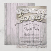 Landelijke landelijke liefdestouw jute kant schuur kaart (Voorkant / Achterkant)