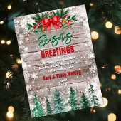 Landelijke landelijke rode strik Kerstmis Feestdagenkaart