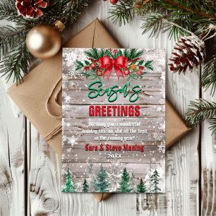 Landelijke landelijke rode vlinderdas Kerstmis Feestdagenkaart