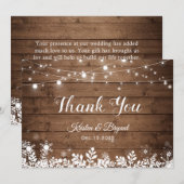 Landelijke Landelijke Slingerlichtjes Winter Sneeu Bedankkaart (Voorkant / Achterkant)