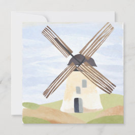 Landelijke landelijke windmolen | Watercolor kaart