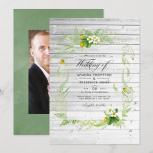 Landelijke landhuis groene wedding foto kaart