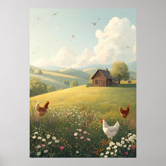 Landelijke landhuis met wilde bloemen poster (Voorkant)