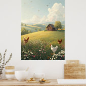 Landelijke landhuis met wilde bloemen poster (Keuken)