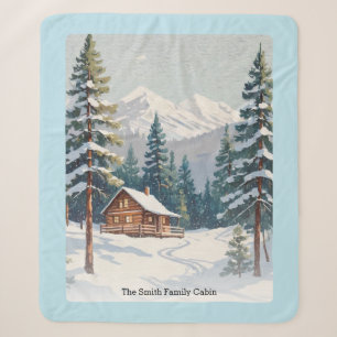 Landelijke landhuis sneeuwlandschap bergen blauw sherpa deken