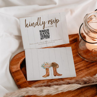 Landelijke landlaarzen RSVP-kaart met QR-code Informatiekaartje