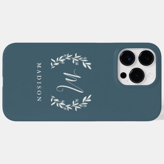 Landelijke laurier script monogram naam Case-Mate iPhone case (Achterkant (horizontaal))