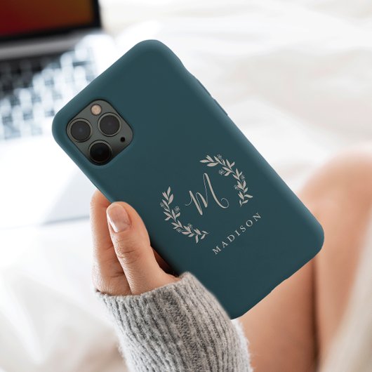 Landelijke laurier script monogram naam Case-Mate iPhone case