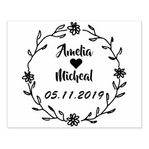 Landelijke laurierkrans bruiloft save the date rubberstempel