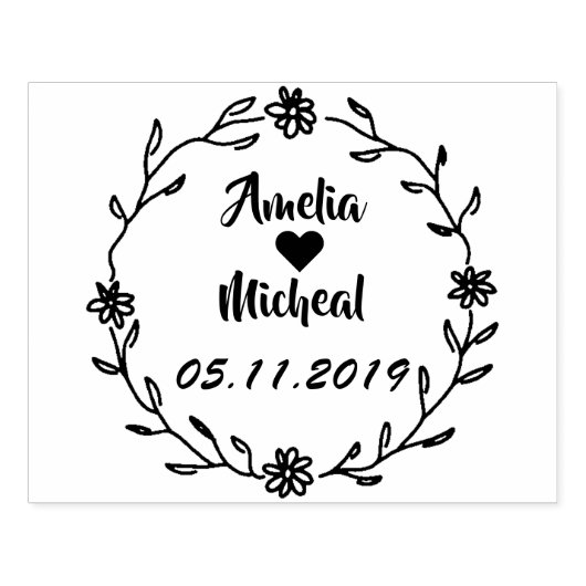 Landelijke laurierkrans bruiloft save the date rubberstempel (Afrduk)