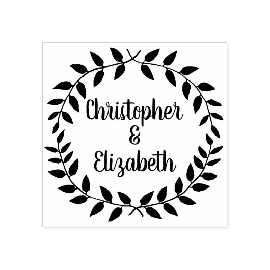 Landelijke laurierkrans | Simpele bruiloft script  Rubberstempel (Afrduk)