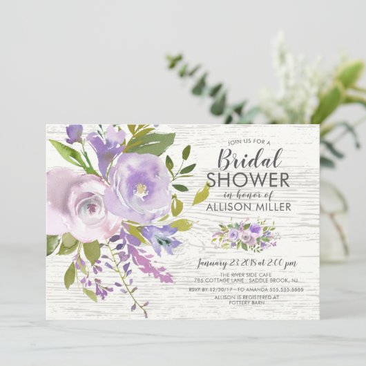 Landelijke Lavendel Bloemige Bruidsuitnodigingen Kaart (Staand voorkant)