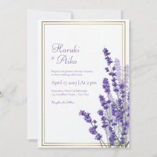 Landelijke Lavendel Dubbele Lijn Frame Rand Trouwf Kaart