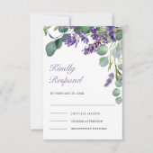 Landelijke Lavendel en Eucalyptus Bruiloft RSVP Kaartje (Voorkant)
