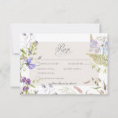 Landelijke Lavendel & Salie Wilde Bloemen Witte Di RSVP Kaartje (Voorkant)
