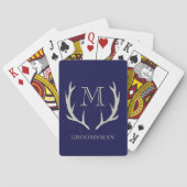 Landelijke legergroene gewei aangepaste bruidsjonk pokerkaarten (Achterkant)