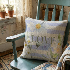 Landelijke liefde bloemmotief in blauwe gingham en kussen