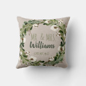 Landelijke linnen krans Mr & Mevrouw huwelijksbewa Kussen (Achterkant)