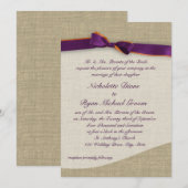 Landelijke linten en jute sinaasappel en paarse br kaart (Voorkant / Achterkant)