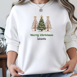 Landelijke Luipaard Kerstbomen cadeau idee voor vr Hoodie
