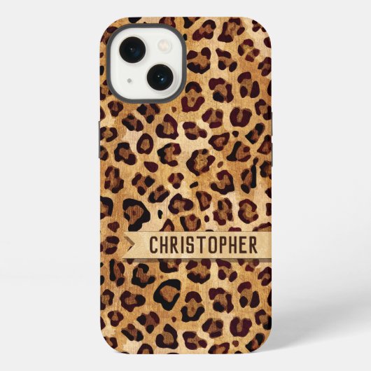 Landelijke Luipaardprint Huid Voeg Naam Toe iPhone Hoesje (Achterkant)