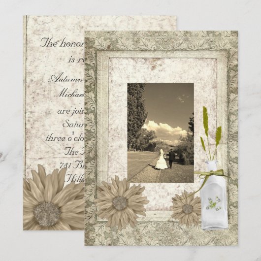 landelijke madeliefjes westerse country bruiloft kaart (Voorkant / Achterkant)