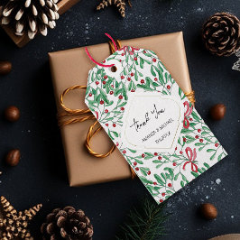 Landelijke maretak waterverf handgeschilderd cadeaulabel