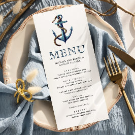 Landelijke marineblauwe anker touw nautische trouw menu