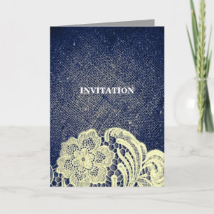 landelijke marineblauwe jute kant landelijke trouw