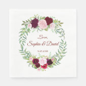 Landelijke Marsala Bloemenkrans Bruiloft Burgundy  Servetten (Voorkant)