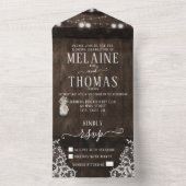 Landelijke Mason Jar Houten Vat Trouw Uitnodiging (Binnen)