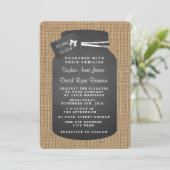 Landelijke Mason Jar Jute Bruiloft Uitnodigingen (Staand voorkant)