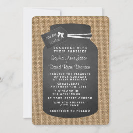 Landelijke Mason Jar Jute Bruiloft Uitnodigingen