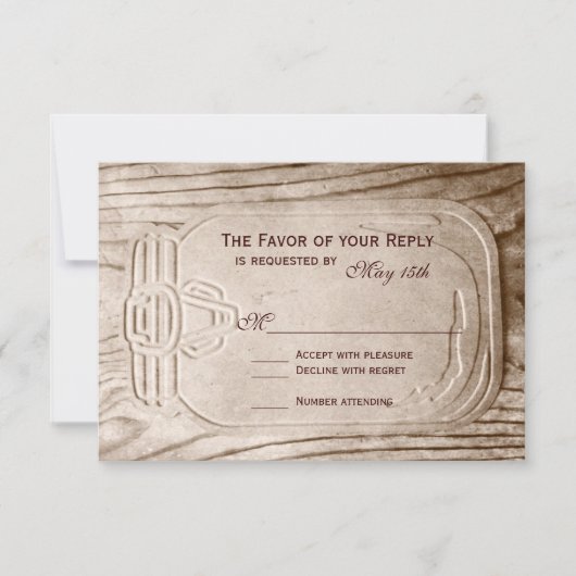 Landelijke Mason Jar Rustic Wood Weddenschap RSVP- RSVP Kaartje (Voorkant)