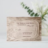 Landelijke Mason Jar Rustic Wood Weddenschap RSVP- RSVP Kaartje (Staand voorkant)