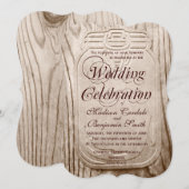 Landelijke Mason Jar Rustic Wood Wedding Invitatio Kaart (Voorkant / Achterkant)