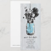 Landelijke Mason Jar & Wilde Bloemen Bewaar de Dat Save The Date (Voorkant / Achterkant)