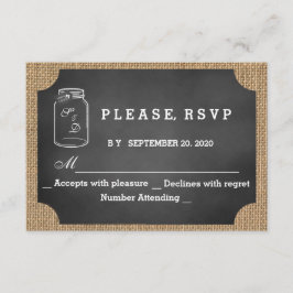 Landelijke Mergelpot Krijtbord Jute Huwelijks RSVP Kaartje