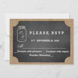 Landelijke Mergelpot Krijtbord Jute Huwelijks RSVP Kaartje