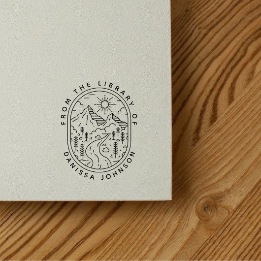 Landelijke met de hand getekende bergen Wandelaars Rubberstempel