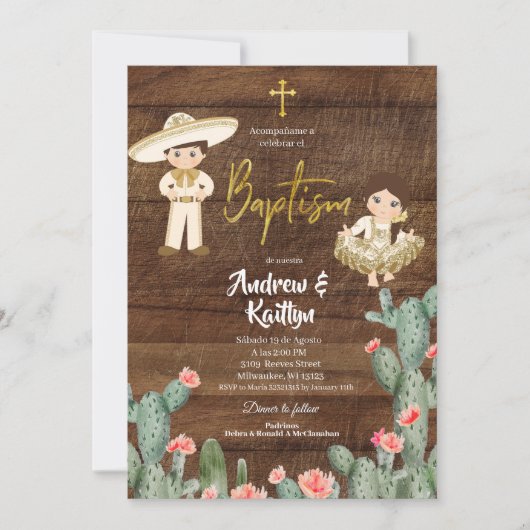 Landelijke Mexicaanse Gouden Charro Jongen Meisje  Kaart (Voorkant)