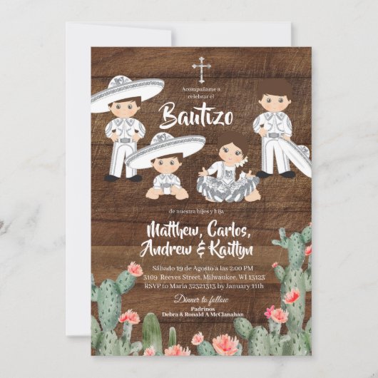 Landelijke Mexicaanse Zilveren Charro Broer/Zus Ba Kaart (Voorkant)