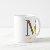 Landelijke moderne bewerkbare zonnebloem monogram  koffiemok (Voorkant rechts)
