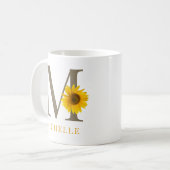 Landelijke moderne bewerkbare zonnebloem monogram  koffiemok (Voorkant links)